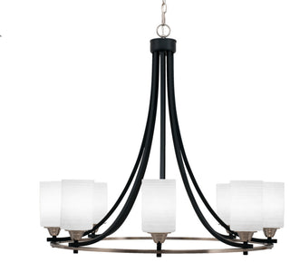 Paramount 8-Light Chandelier, Matte Black & Brushed Nickel, 4" White Matrix