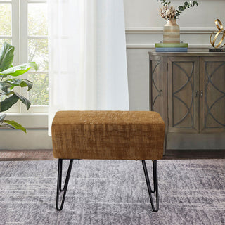 Textured Velvet Ottoman, Tobacco Brown