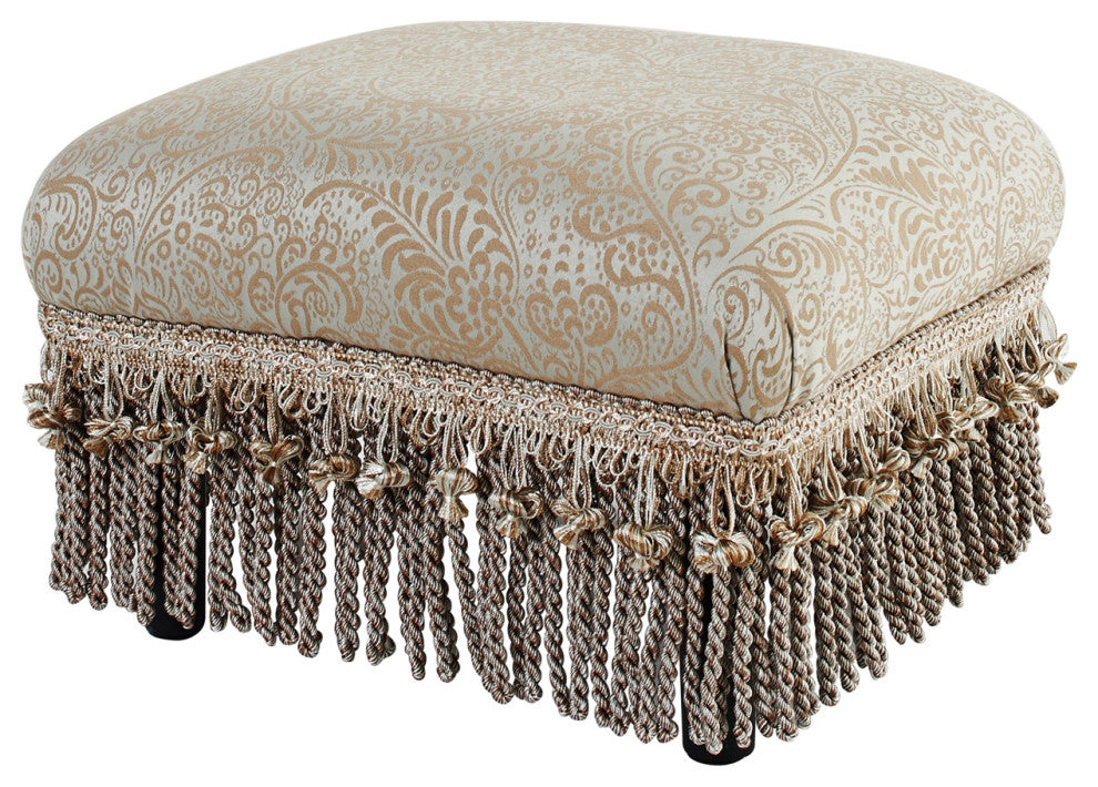 Fiona Footstool, Teal and Tan
