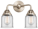 Small Bell Bath Vanity Light, Brushed Satin Nickel, Clear, Clear