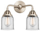 Small Bell Bath Vanity Light, Brushed Satin Nickel, Clear, Clear