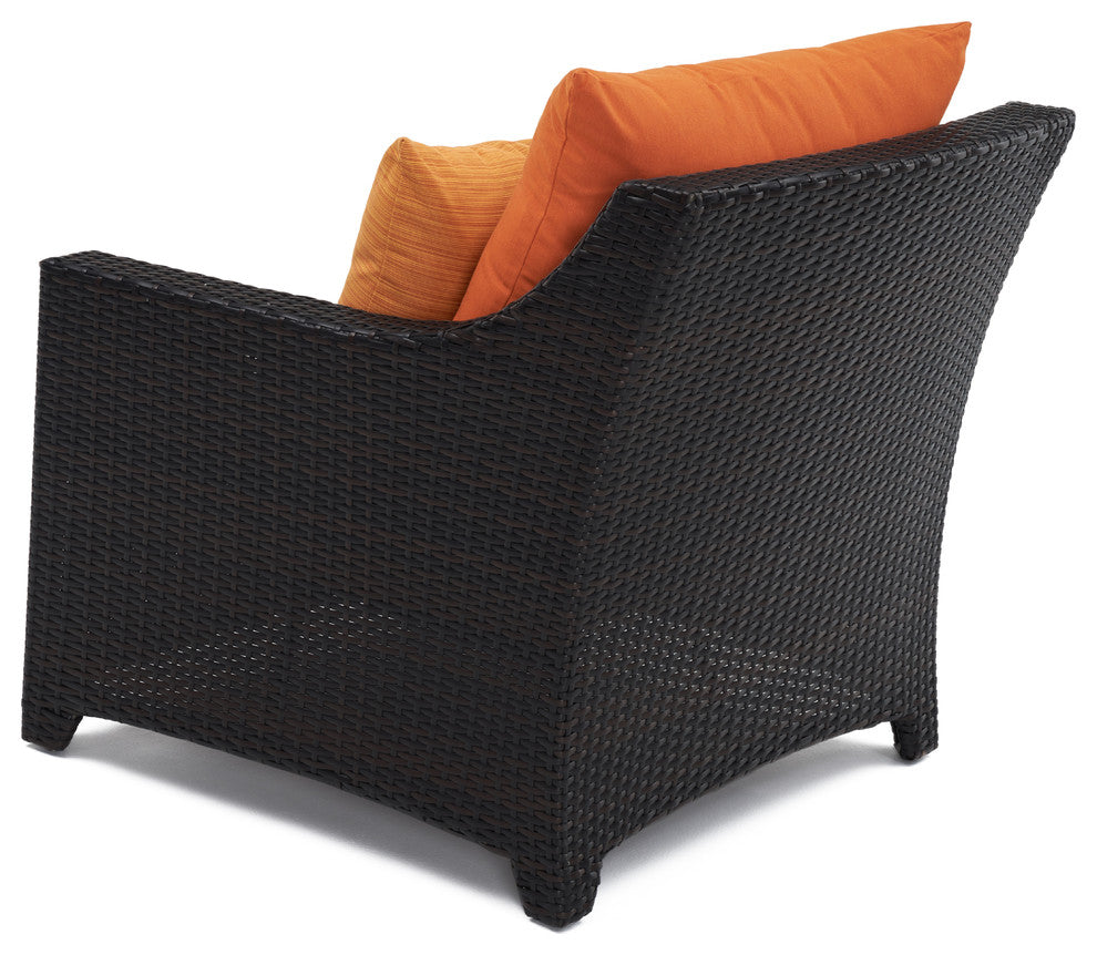 Deco 5 Piece Sunbrella Outdoor Club Chair and Ottoman Set, Tikka Orange