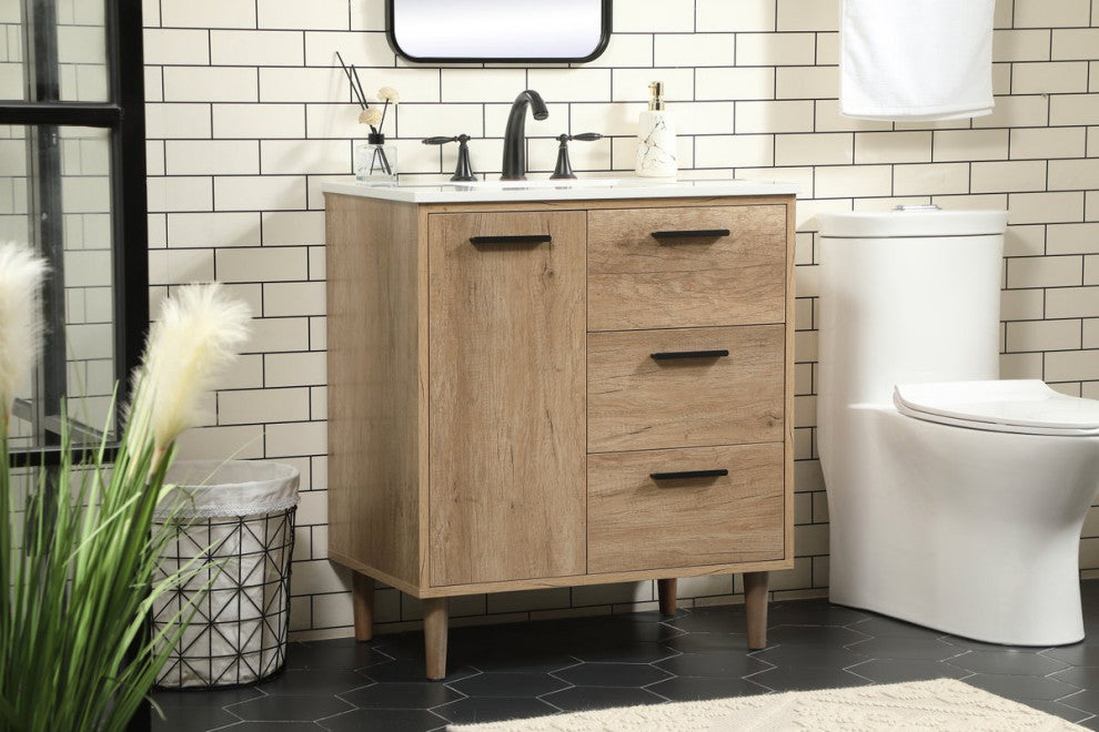 Bailey 19" Modern Natural Oak-Light Bathroom Vanity