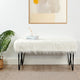 Mongolian Fur Ottoman, Antique White, 46"x16"x22"
