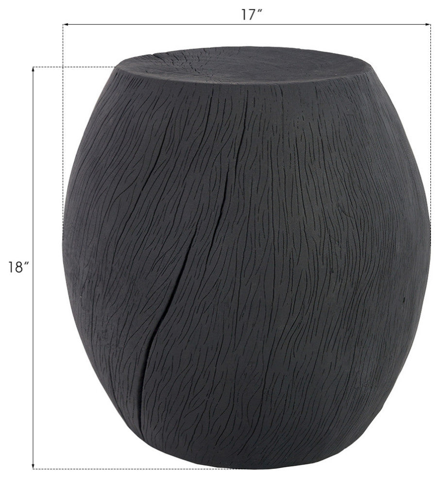 Drum Stool, Resin, Charred