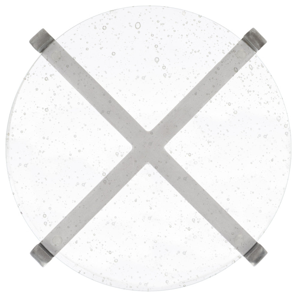 Safavieh Couture Tawny Round Bubble Glass Accent Table, Silver/Clear