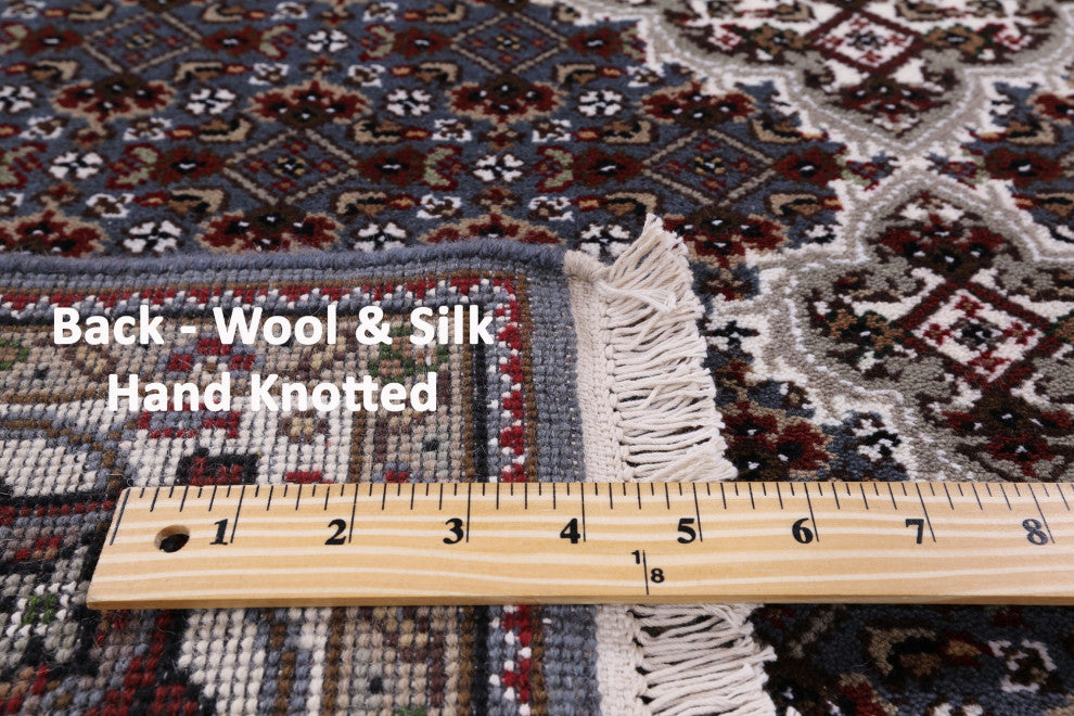 Hand Knotted Wool and Silk Persian Tabriz Rug 4' 1" X 6' 0" Q6023