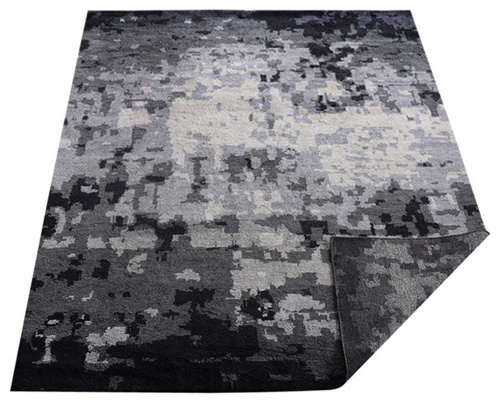 Hand Knotted Silk Area Rug Abstract Multicolor, [Rectangle] 6'x9'