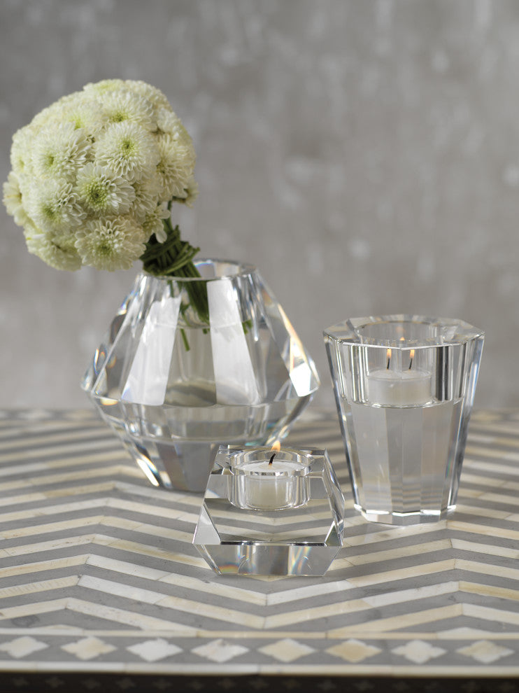 Davi Crystal Tealight Candle Holders, Set of 2, Clear