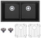 HIGOLD Double Bowl Undermount Kitchen Sink, Black