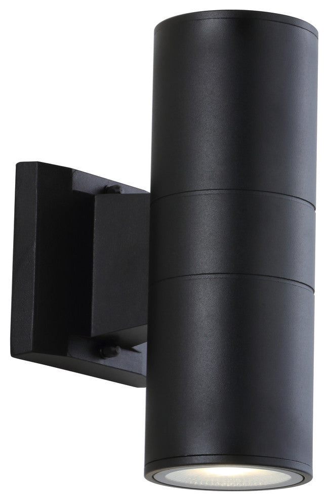 Duo Modern Outdoor Metal/Glass Integrated LED Sconce Uplight, Black