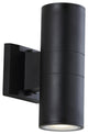 Duo Modern Outdoor Metal/Glass Integrated LED Sconce Uplight, Black