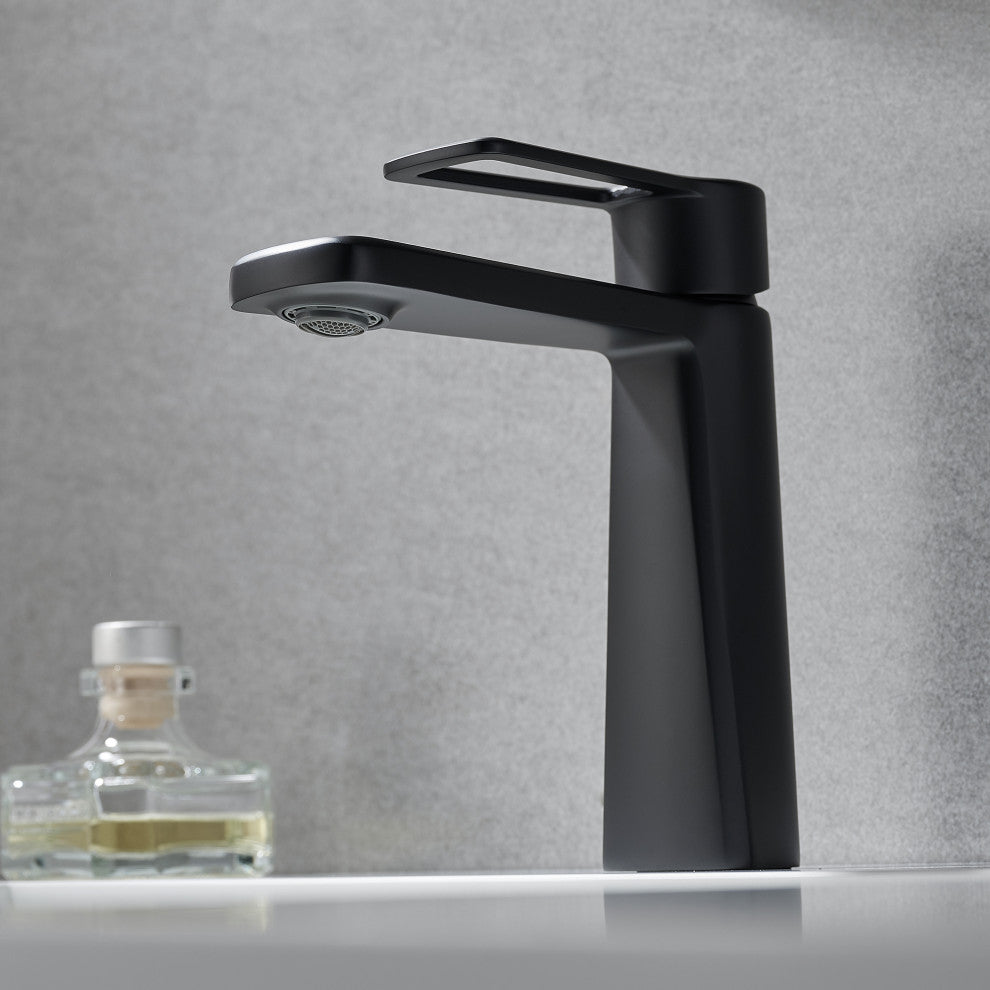 Paula Single Hole Single-Handle Bathroom Faucet, Matte Black
