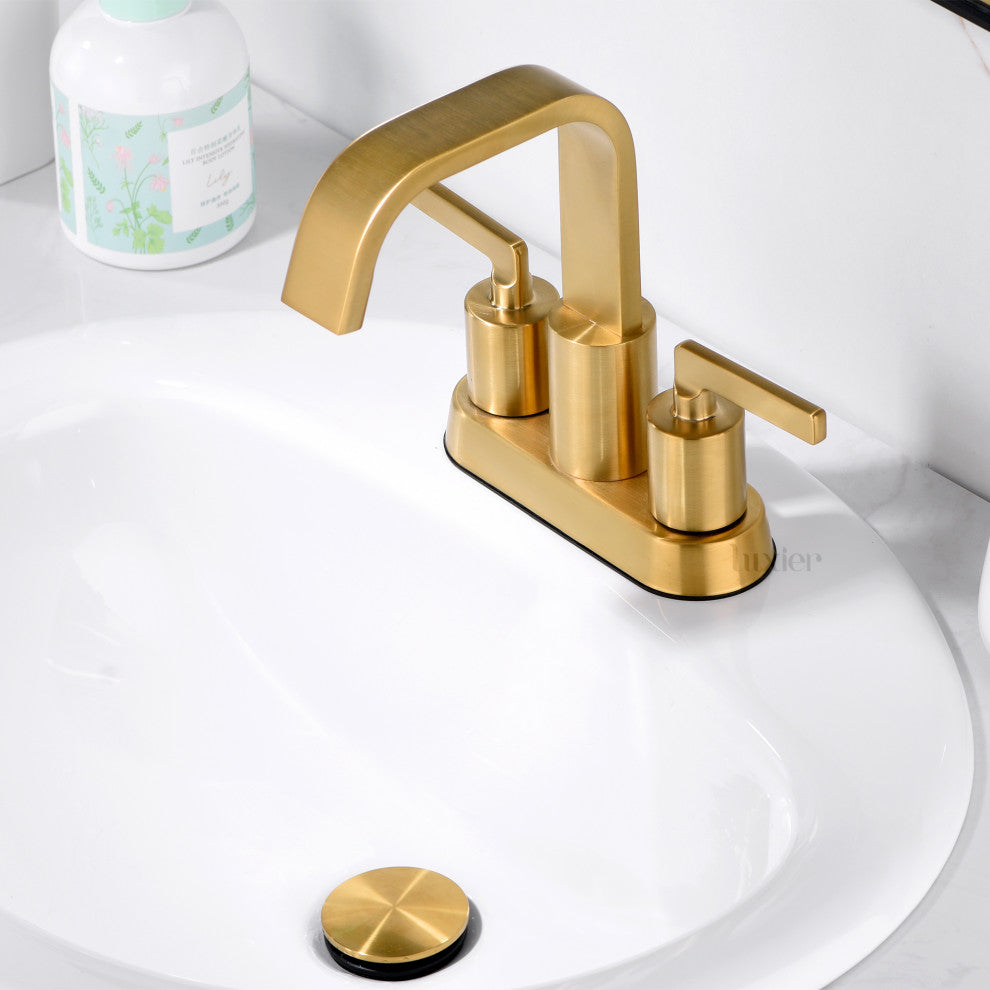 Luxier MSC14-T Single-Handle Bathroom Faucet With Drain, Brushed Gold