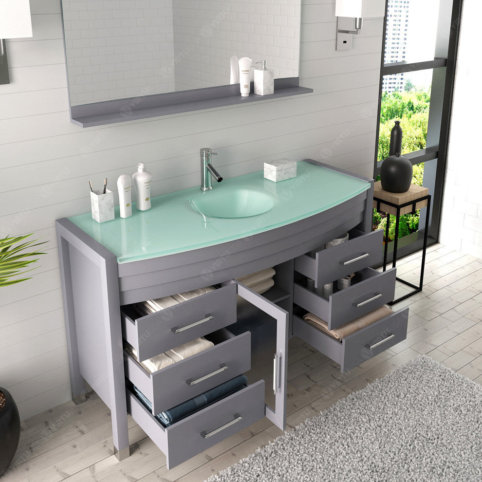 Ava 55" Single Bathroom Vanity Set, Gray