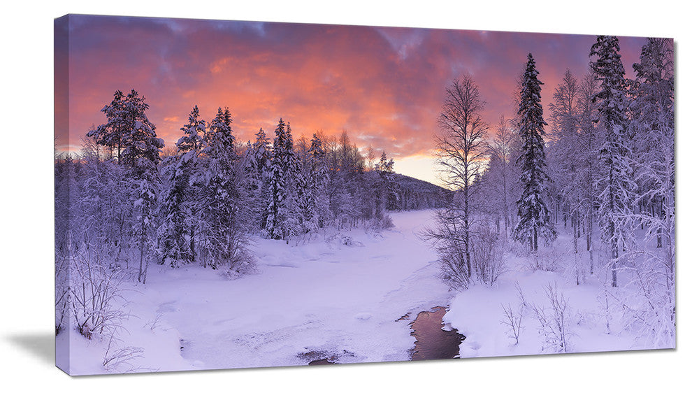 Finnish Lapland Trees in Winter, Landscape Canvas Art Print, 60"x28"