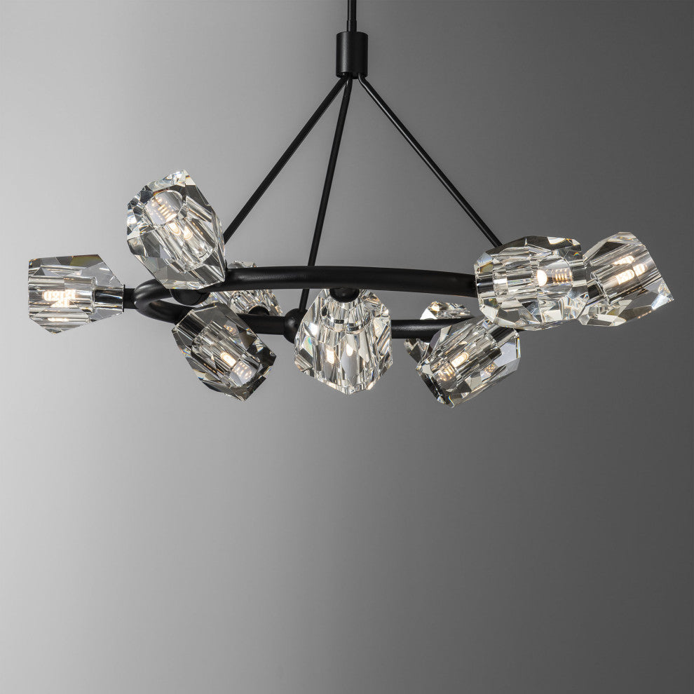 Gatsby 9-Light Ring Pendant - Black - Crystal