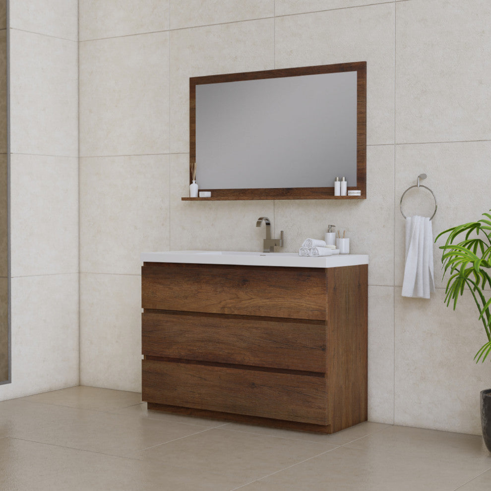 Paterno 60" Double Bathroom Vanity With Sink, Rosewood