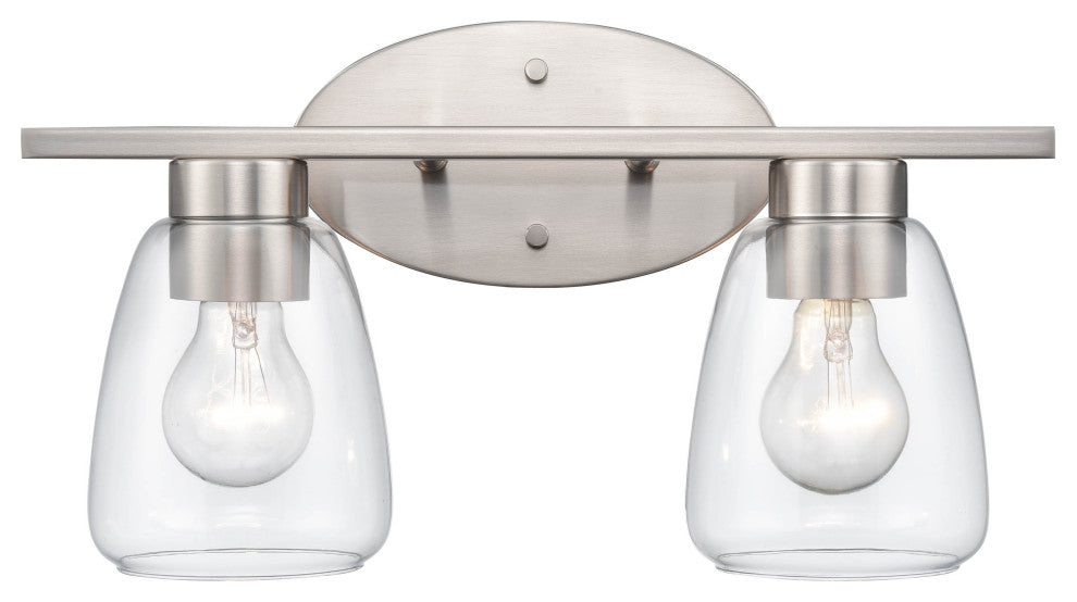 2 Light 16" Brushed Nickel Bathroom Vanity Light