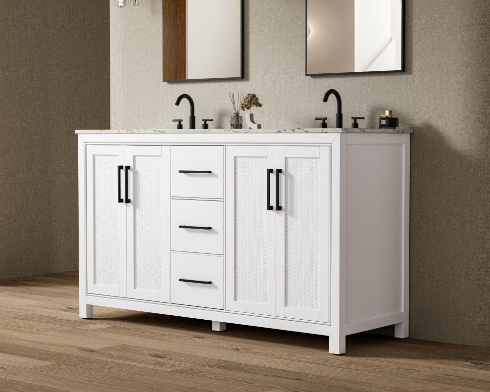 Home Living 60" Double Bathroom Vanity, White