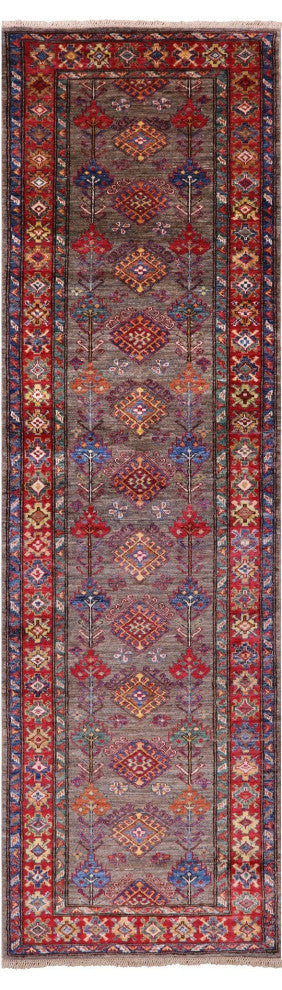 2' 8" X 9' 1" Runner Super Kazak Hand Knotted Wool Rug Q7712