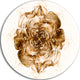 Brown Fractal Flower In White, Floral Digital Round Metal Wall Art, 23"