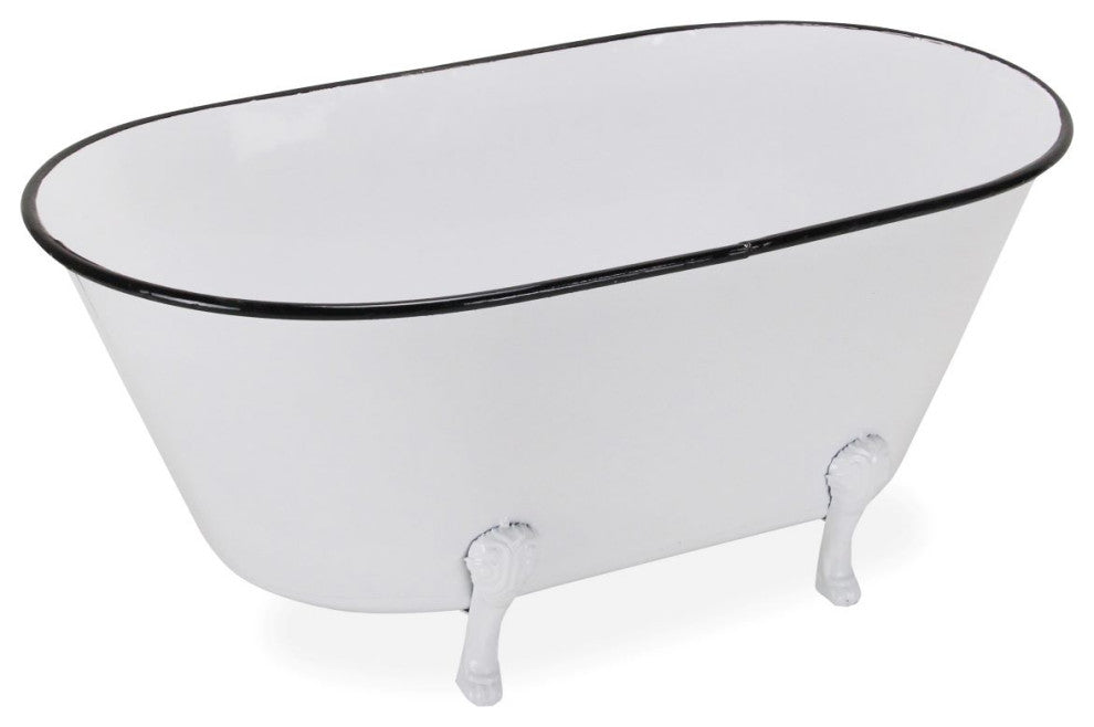 Lavande Metal Tub Decor - Large - White