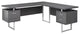 Modern Desk, Spacious L-Shaped Design With Floating Top & Drawers, Gray