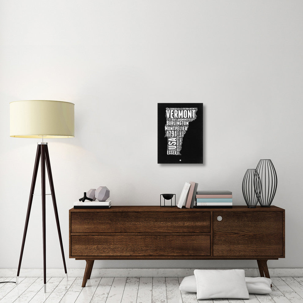 "Vermont Black and White Map" Fine Art Print
