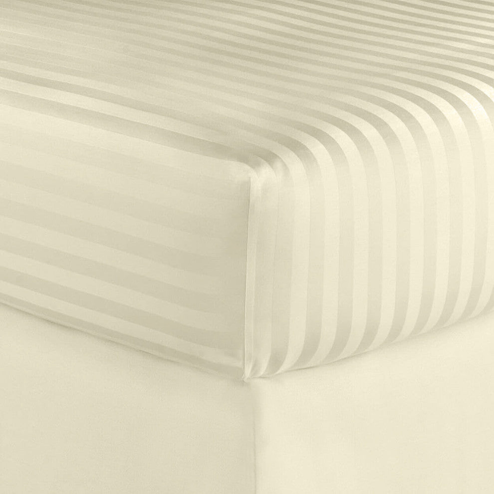 600 Thread Count 100% Cotton Stripe Sheet Set, Ivory, King