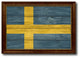 Sweden Country Textured Flag Print With Brown Gold Frame, 15"X21"
