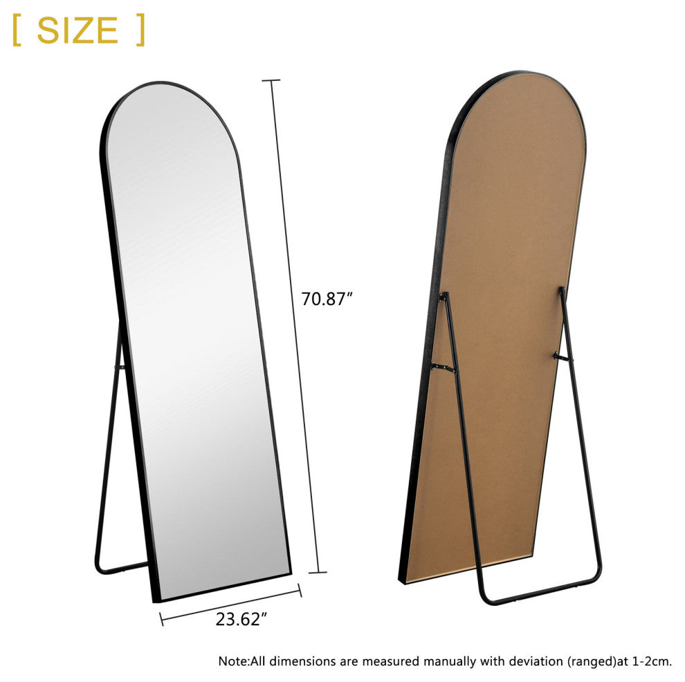 Narrow Black Arched Mirror With Stand
