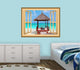 VWAQ Beach Hut Window Decal Ocean Wall Decal Peel and Stick Mural, 30x24