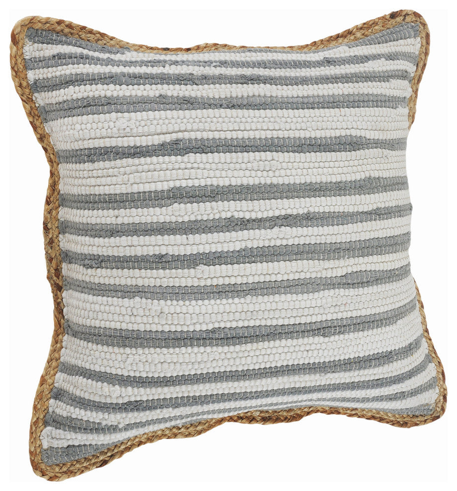 Striped Cotton and Jute Throw Pillow