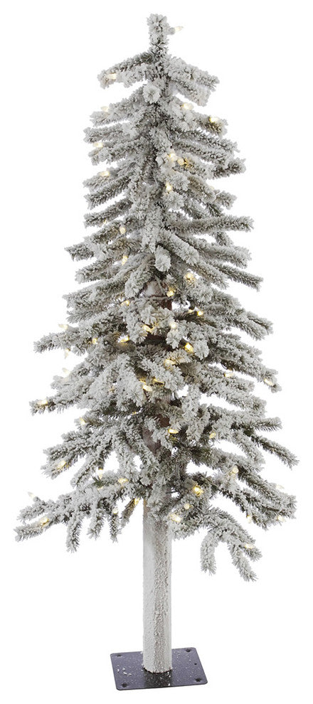 Vickerman Flocked Alpine Tree, 4', Warm White Led Lights