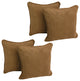 18" Double-Corded Solid Microsuede Square Throw Pillows, Set of 4, Saddle Brown