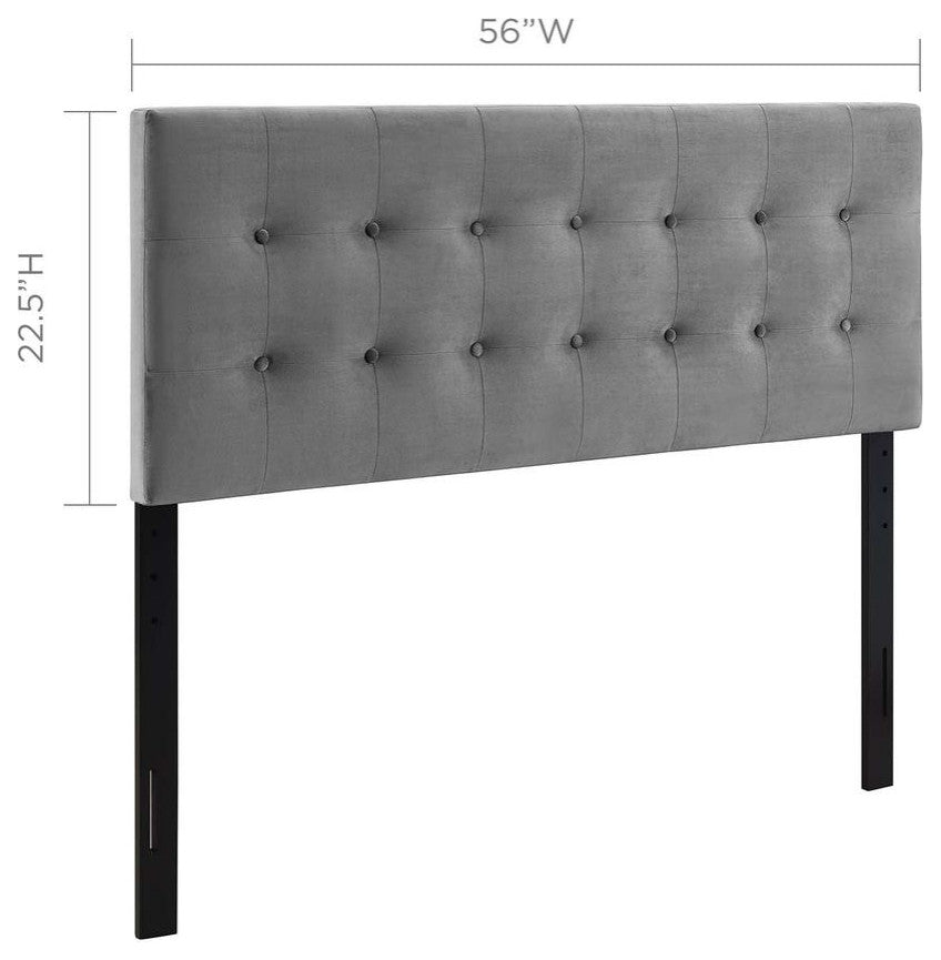 Gray Emily Full Biscuit Tufted Performance Velvet Headboard