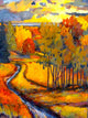 Tile Mural Contemporary Art Landscape Yellow Marker, 6"x8", Matte