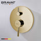 Bravat Brushed Gold Wall Mounted Shower Set, Valve Thermostatic Mixer 3-Way
