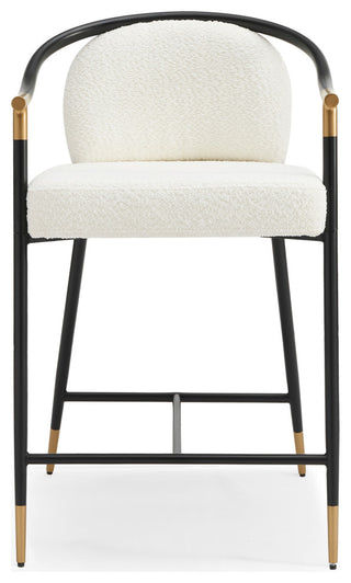 GDF Studio Contemporary Upholstered Counter Stools, Set of 2, Beige/Black/Gold