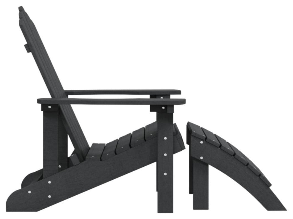 vidaxL Patio Adirondack Chair With Footstool HDPE Anthracite