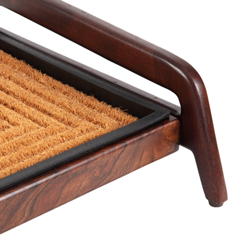 Single-Tier Brown Stand With 3-Pair Rubber Boot Tray Rectangle Ripple