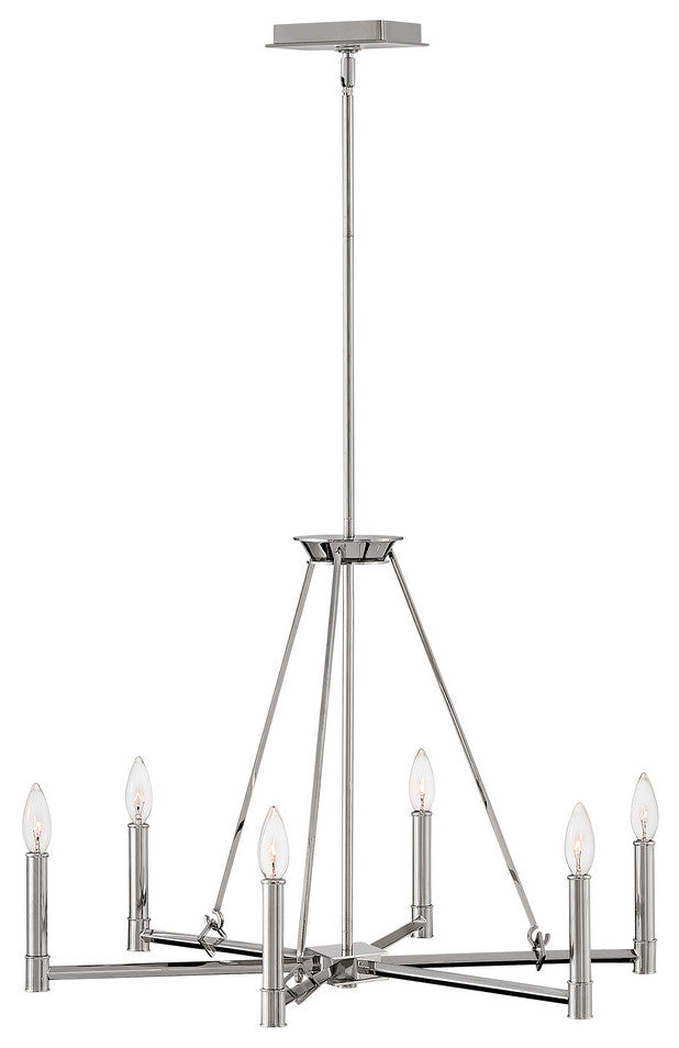 Hinkley Buchanan 6-Light Chandelier, Polished Nickel
