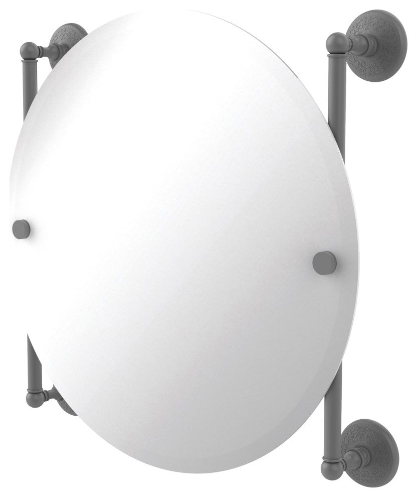 Monte Carlo Round Frameless Rail Mounted Mirror, Matte Gray