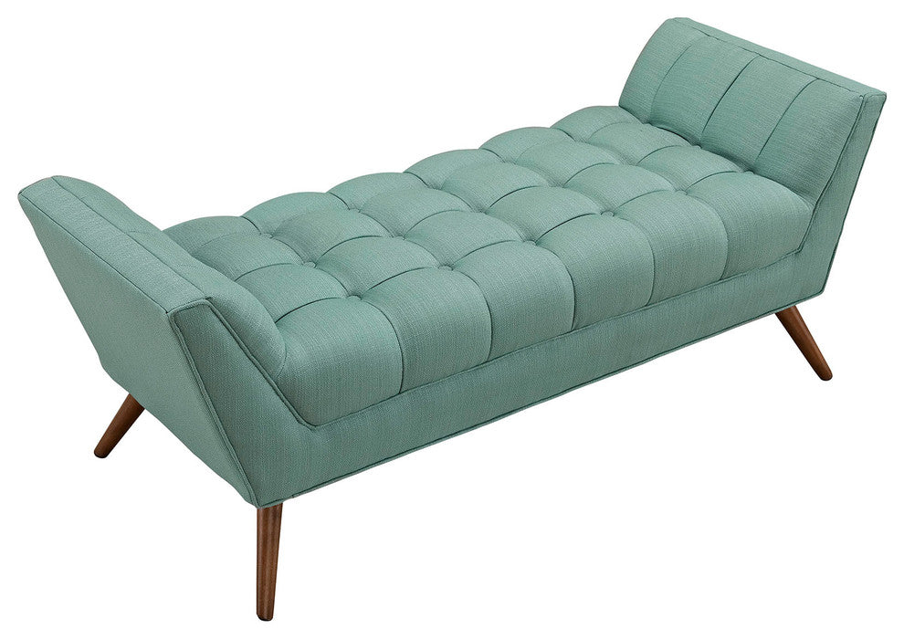 Modern Contemporary Medium Fabric Bench, Blue, Fabric