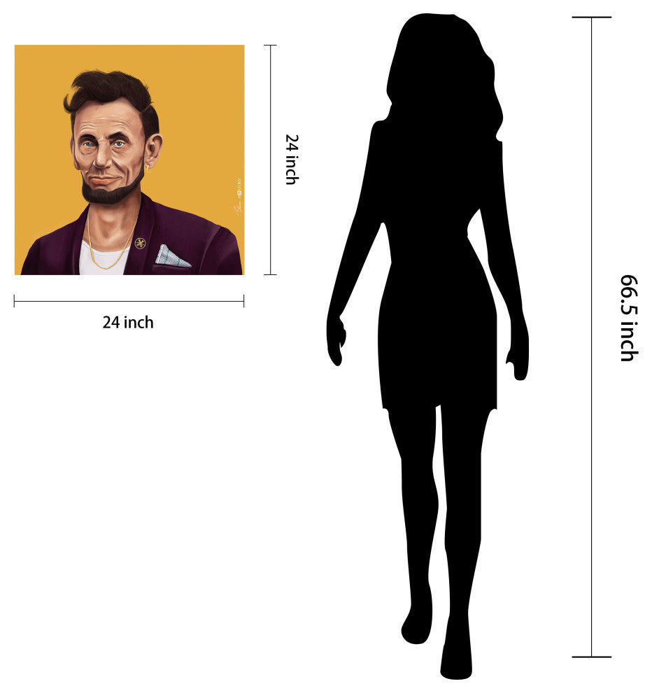 "Hip Abraham Lincoln" Frameless Reverse Printed Tempered Art Glass Wall Art