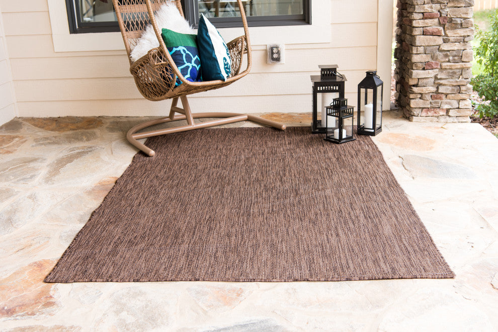 Unique Loom Light Brown Solid Outdoor 6' 0 x 9' 0 Area Rug