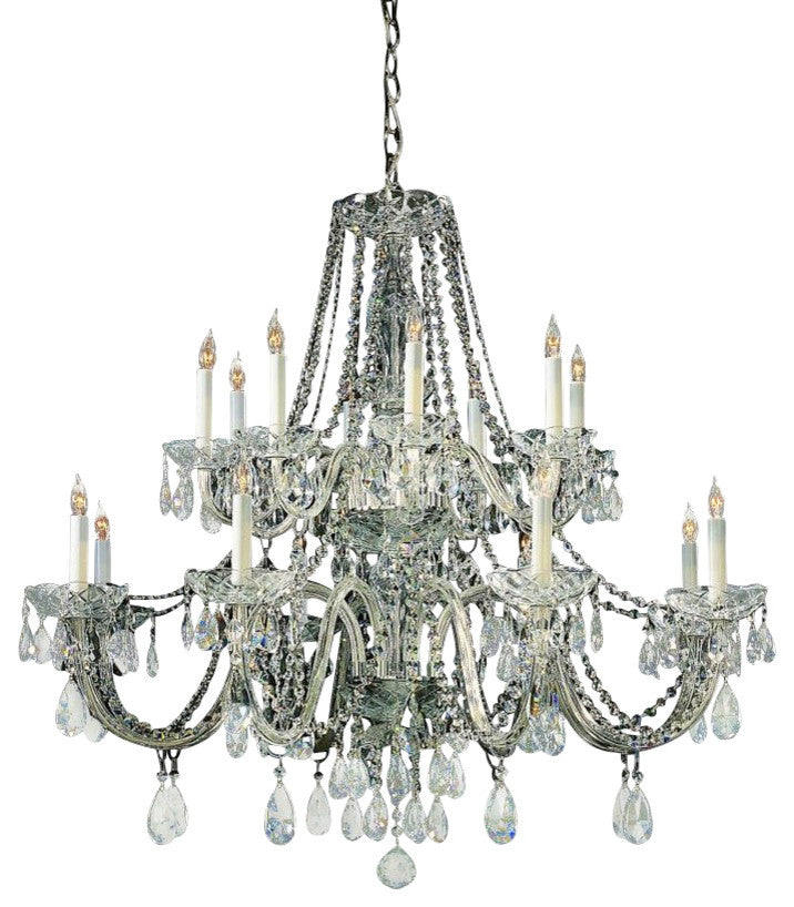 Traditional Crystal 16-Light Chandelier, Polished Chrome Finish