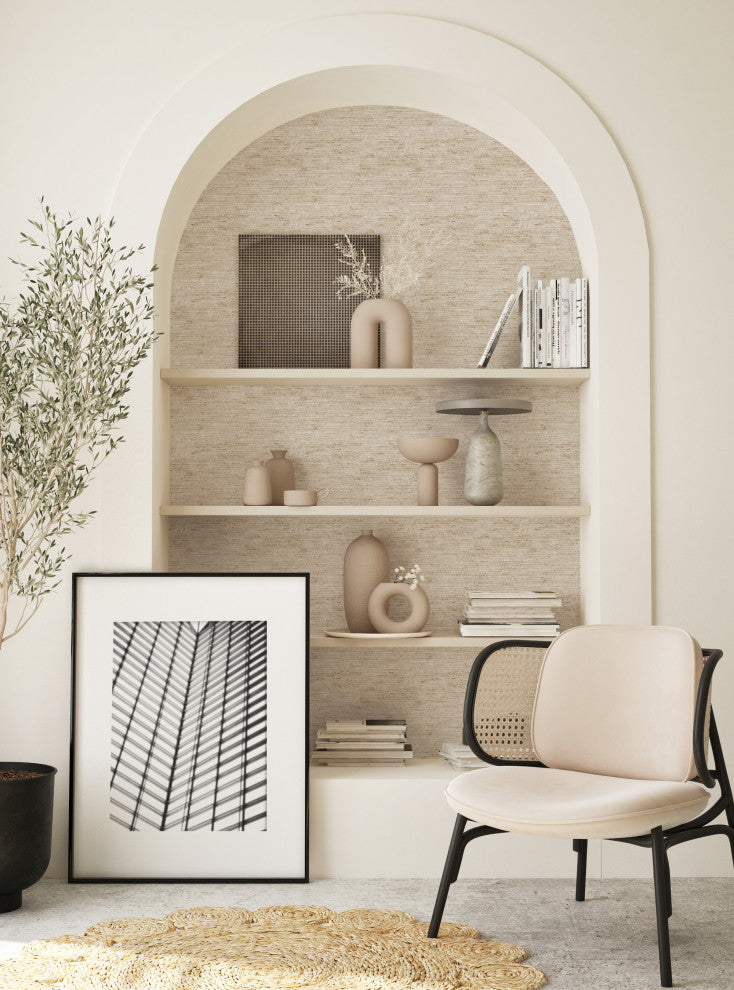 Canvas Look Peel and Stick Vinyl Wallpaper, Beige, 24" X 60"