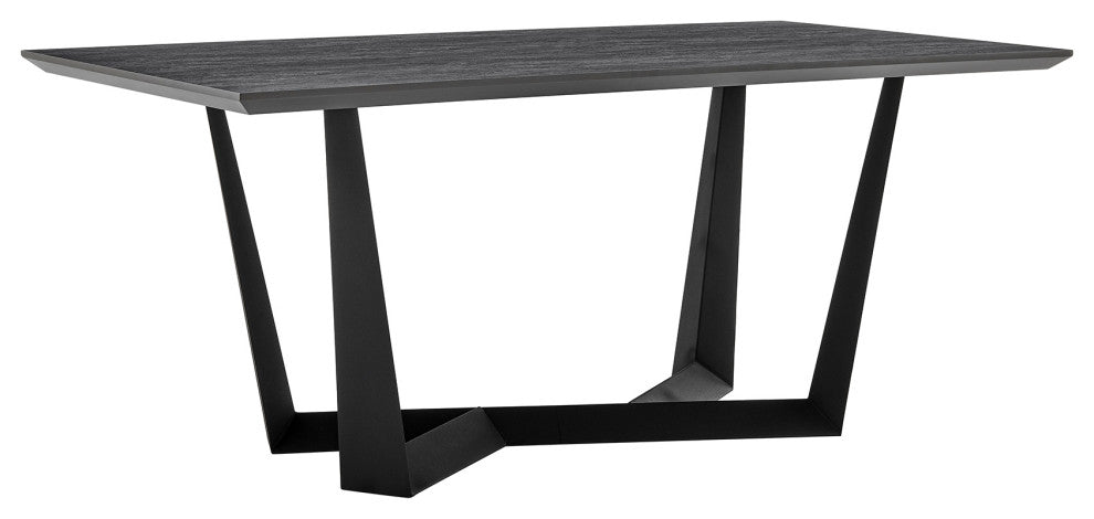 Radford Gray Rectangular Dining Table With Black Finish, Dark Gray